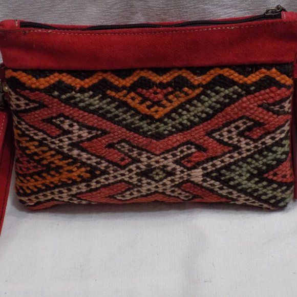 Wool and leather Handbag Purse Moroccan Women Make - Picture 2 of 3